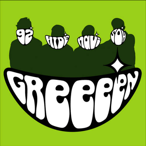 Logo Greeeen yang berbentuk mulut yang sedang tersenyum
